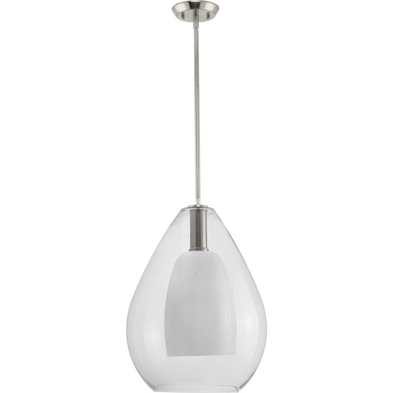 Carillon Collection One-Light Brushed Nickel Large Contemporary Pendant - 15 in x 15 in x 20.75 in