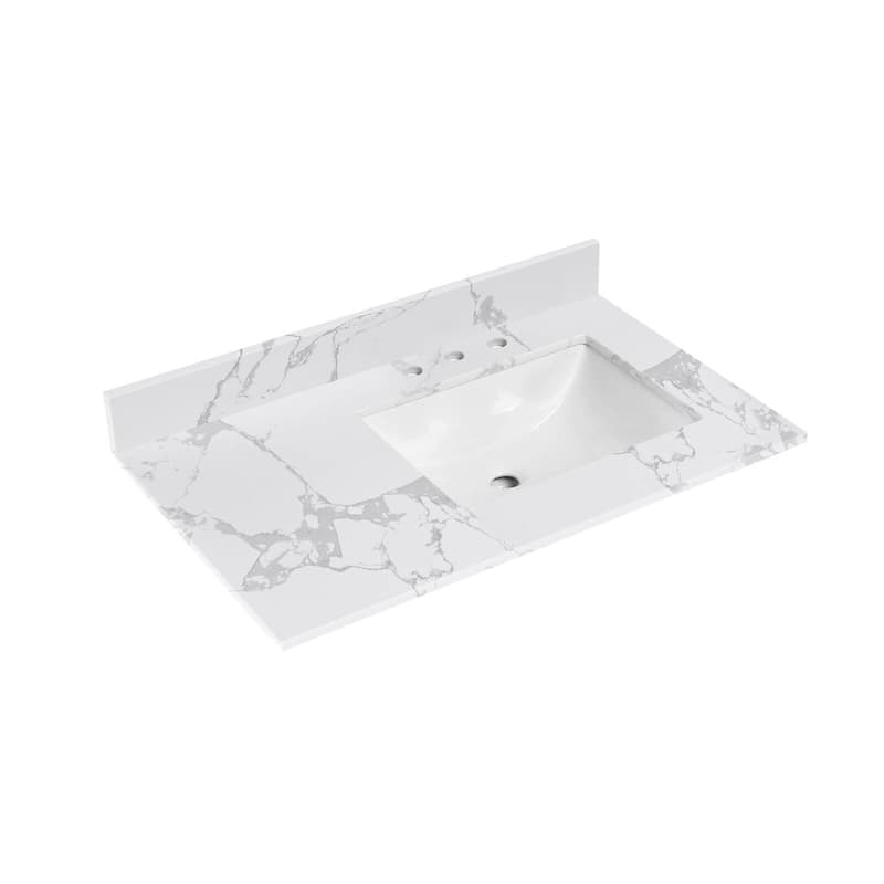 Glacifrost 37 inch Cultured Marble Bathroom Vanity Top with Sink