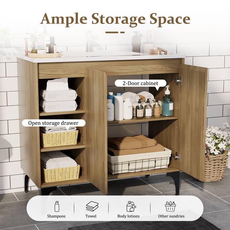 36-Inch MDF Bathroom Vanity with Sink – Functional Design for Everyday Use