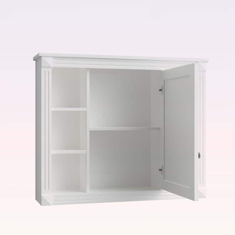 Functional Design Wall Mounted Bathroom Storage Cabinet with Mirror,6 Open Shelves,for Enhanced Organization