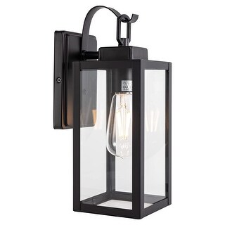 1-Light Outdoor Wall Light Sconce Matte Black Lantern
