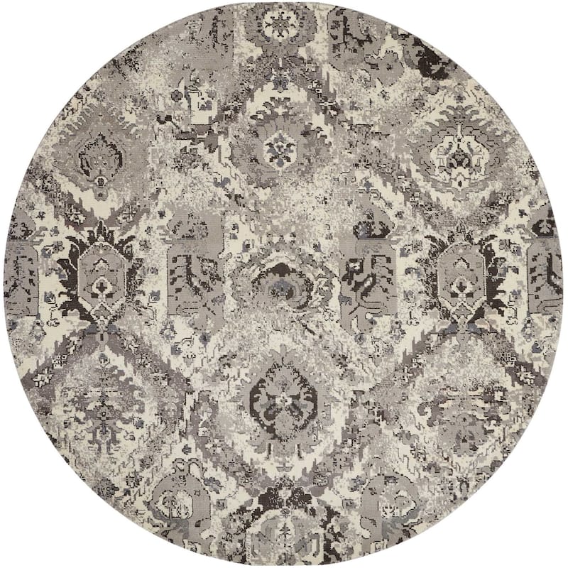Nourison Twilight Area Rug - 8' Round - Ivory/Grey - Rectangle