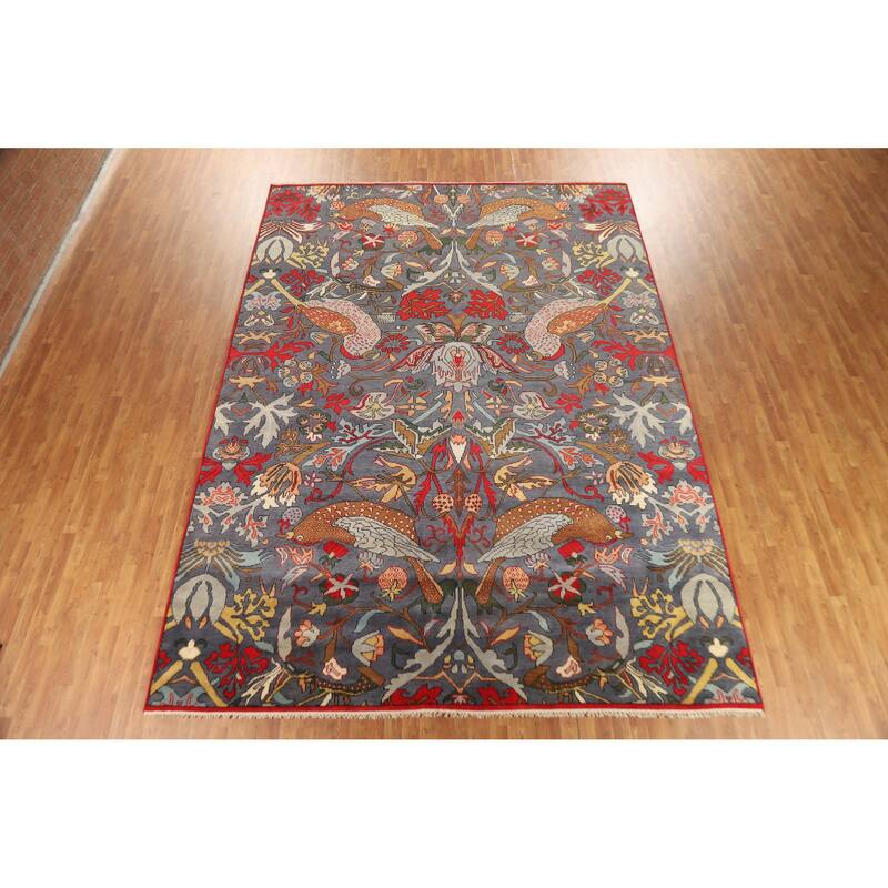 Hand Knotted Oriental 100% Wool Carpet Traditional All-Over Greys & Charcoal Ziegler Area Rug - 13' 11'' X 10' 1''