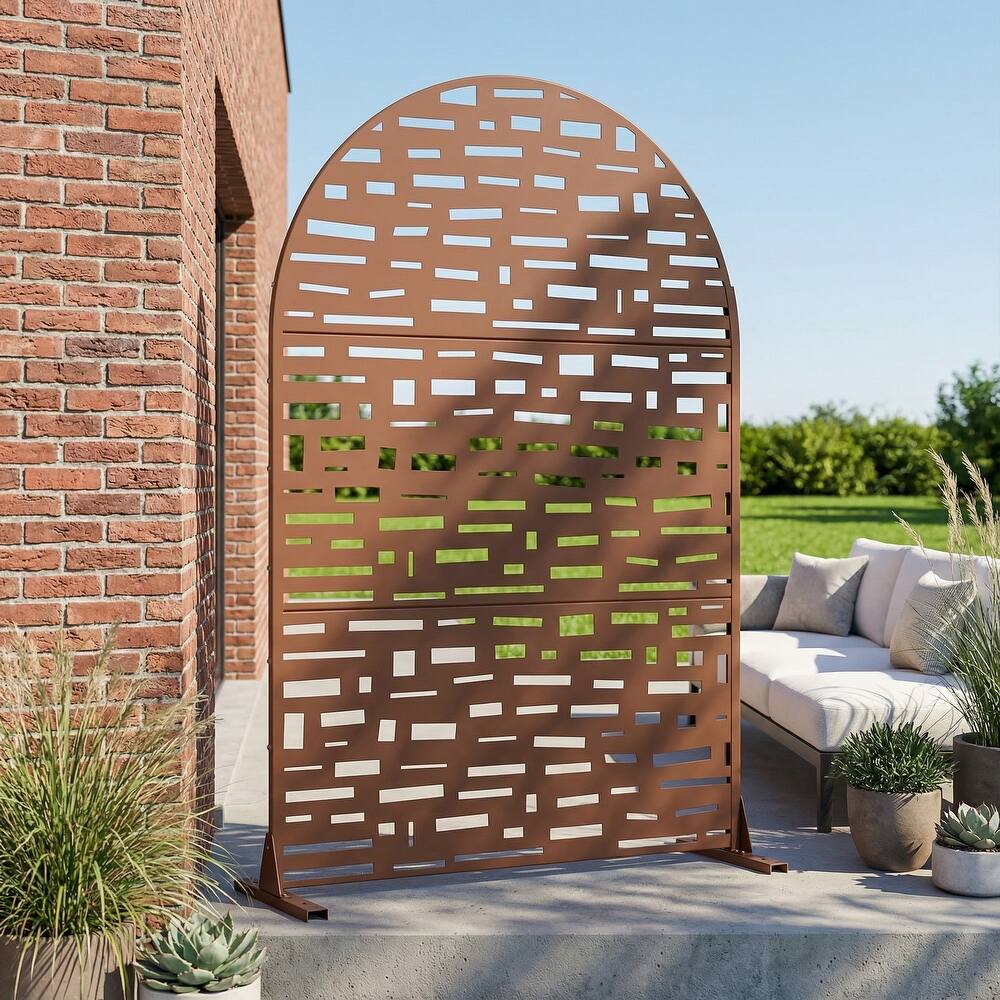 Dovelina 6ft.Outdoor Freestanding Metal Privacy Screen Decorative Garden Fence - 72"x47"