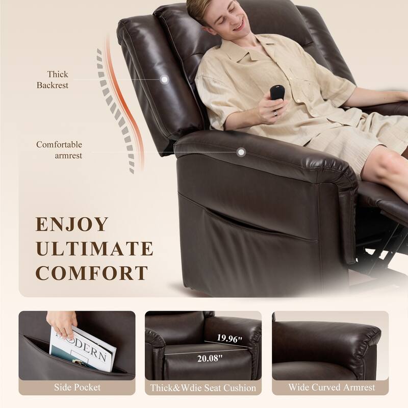 Power Lift Recliner Chair with Massage & Heat - PU Leather Electric Lift Chair for Living Room