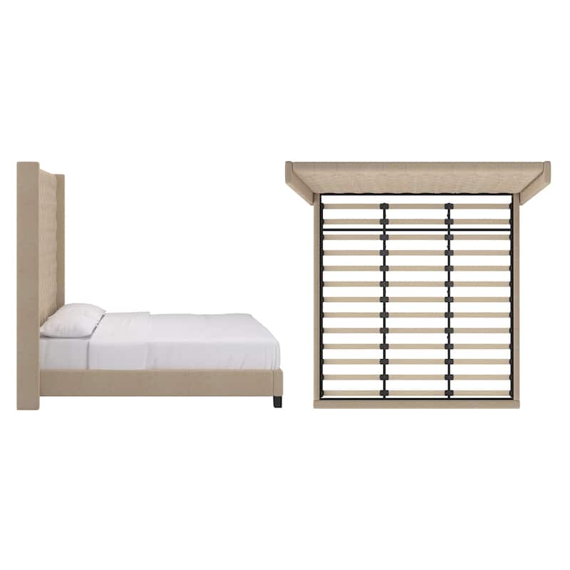 Detmold Wingback Button Tufted High Headboard Platform Bed