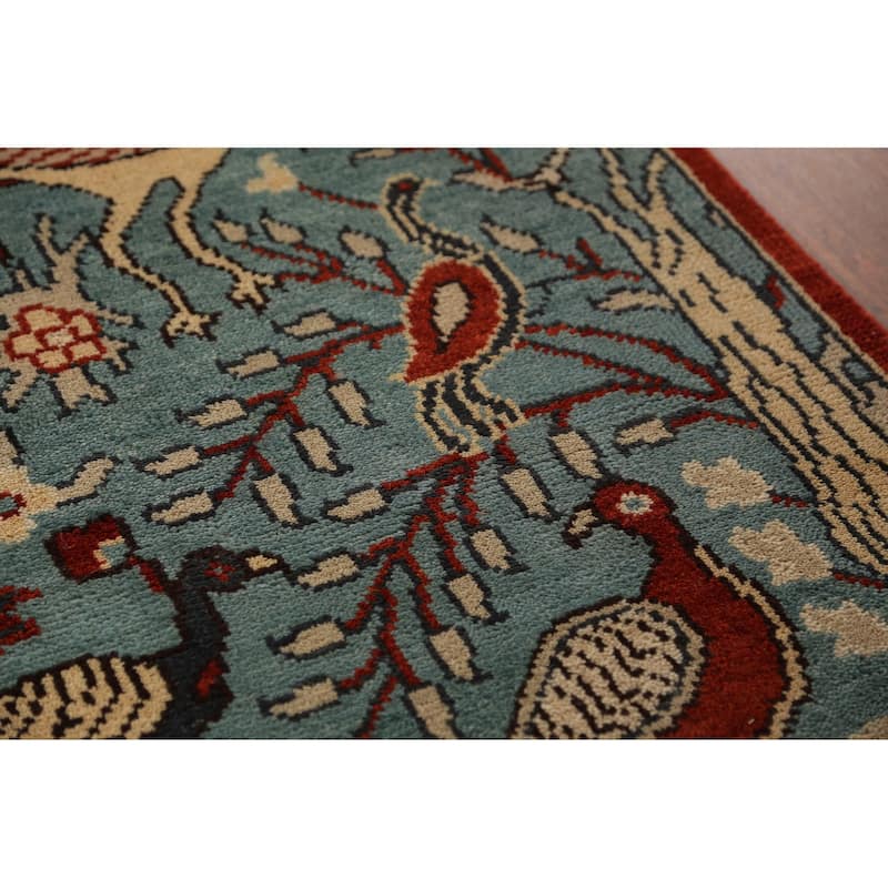 Animals Design Ziegler Indian Runner Rug Hand-Knotted Wool Carpet - 2'4"x 8'2"