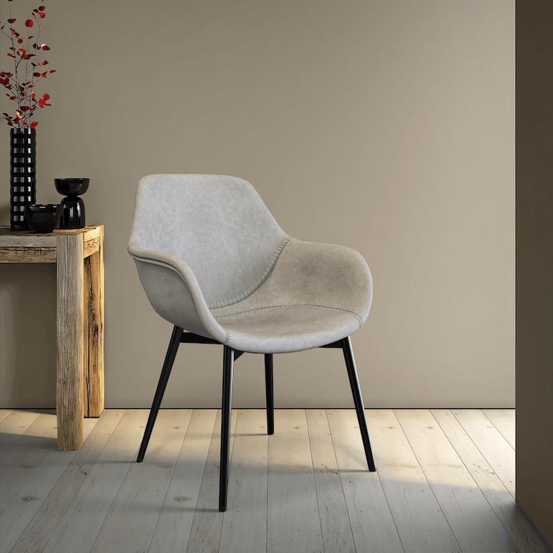 Markley Leather Dining Chair with Iron Legs Set of 4 Modern Accent Armchair