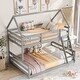 preview thumbnail 22 of 33, Elegant House Shape Twin over Full Wood Bunk Bed with Guardrails and Ladder, Designed for Child Safety, Gender Neutral, White