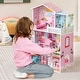 preview thumbnail 1 of 7, Kids Wooden Dollhouse Playset with 5 Simulated Rooms and 10 Pieces of Furniture-Pink - 23.5" x 10" x 27.5" Pink