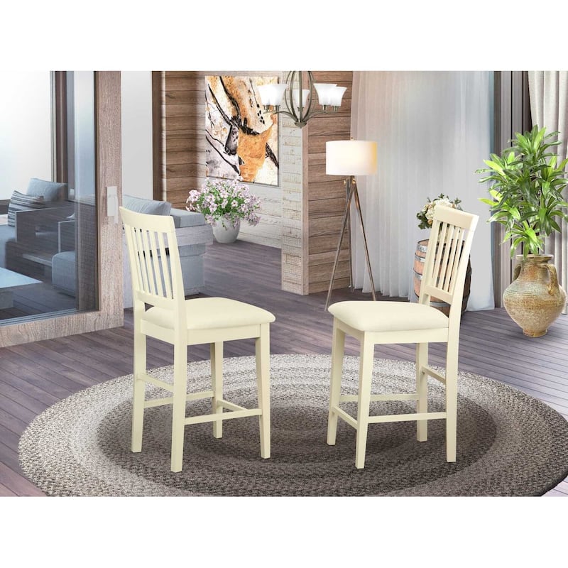Counter Height Bar Stools with Wooden Seats, Buttermilk and Cherry Finish, Stylish Modern Kitchen Island Seating