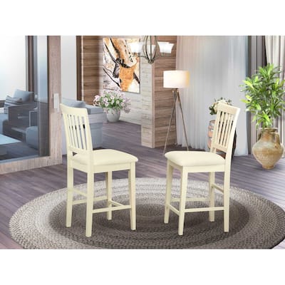 Counter Height Bar Stools with Wooden Seats, Buttermilk and Cherry Finish, Stylish Modern Kitchen Island Seating