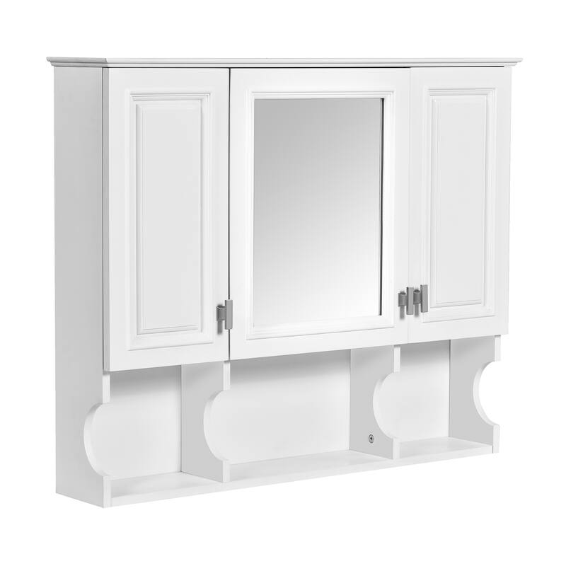 GDFStudio - Rivermont Modern Wall Mounted Bathroom Medicine Cabinet with Mirror and Open Shelves - 35'' x 28''