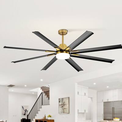 72in 8 Aluminum Blade Gold Ceiling Fan with LED Light Remote Control - 72 inch
