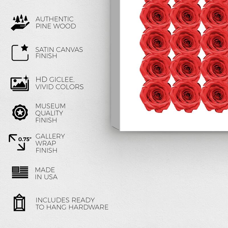 Wynwood Studio Canvas Floral and Botanical Rose Red Box Red and Transitional Wall Art Canvas Print
