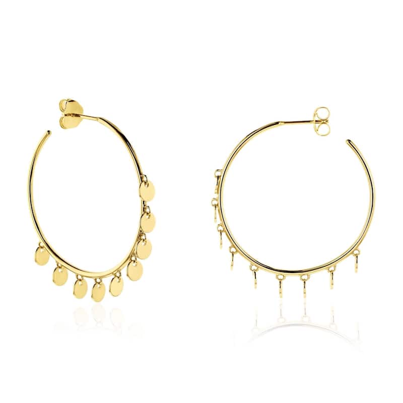 Annello by Kobelli 14k Gold Boho Disk Hoop Earrings - Yellow