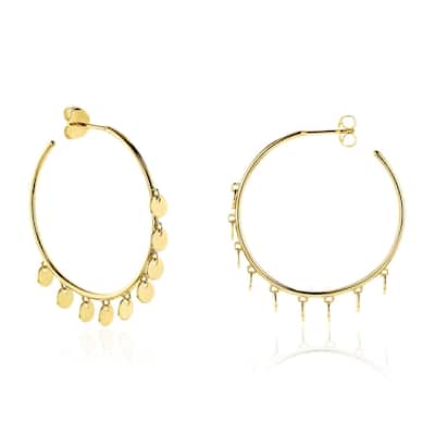 Annello by Kobelli 14k Gold Boho Disk Hoop Earrings
