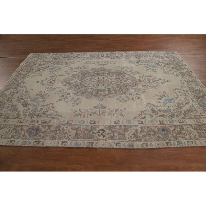 Traditional Tabriz Persian Area Rug Hand-Knotted Bedroom Wool Carpet - 6'5"x 8'11"