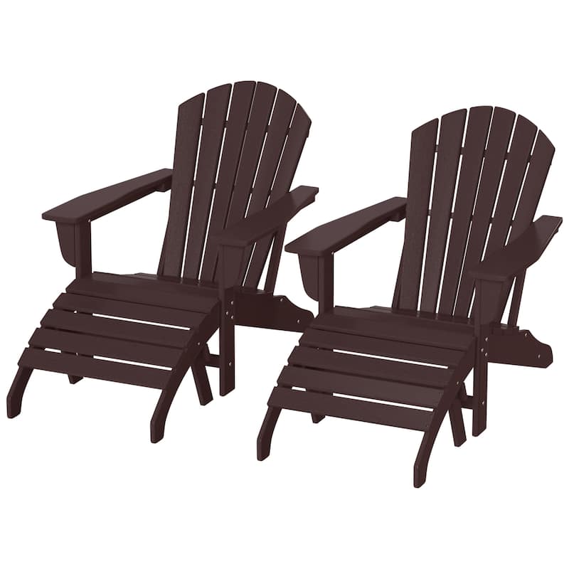 Altura Outdoor Eco-Friendly All Weather Adirondack Chairs with Ottomans (4-Piece Conversation Set) - Dark Brown