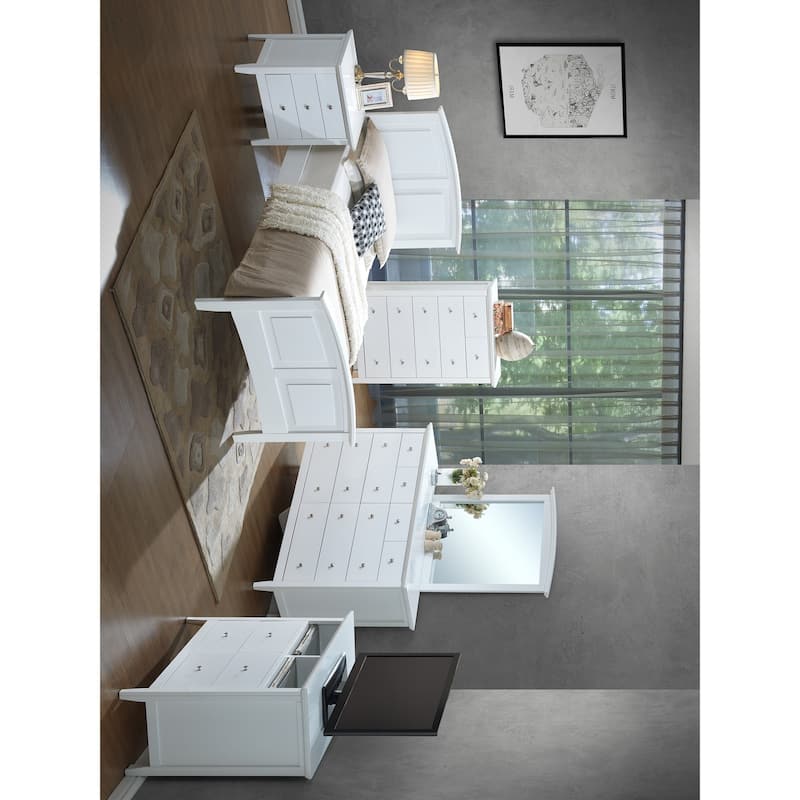 Curved Rail Wood Panel Twin Bed Frame - 77" - White