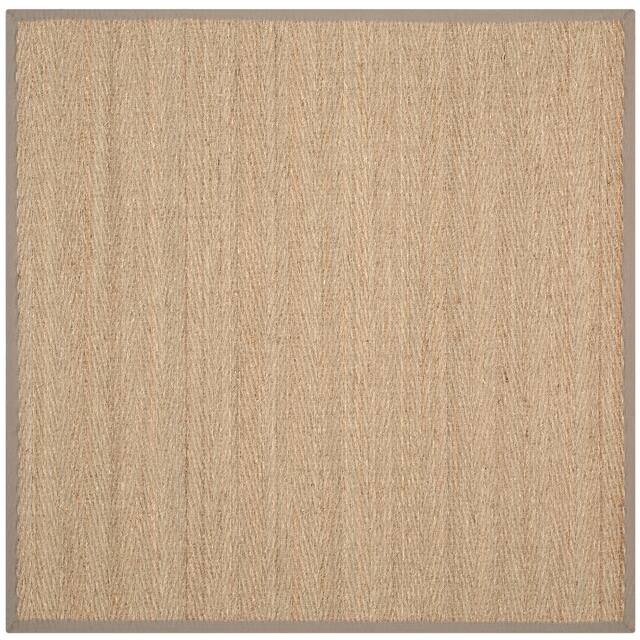 SAFAVIEH Natural Fiber Oceana Herringbone Seagrass Rug - 6' x 6' Square - Natural/Grey