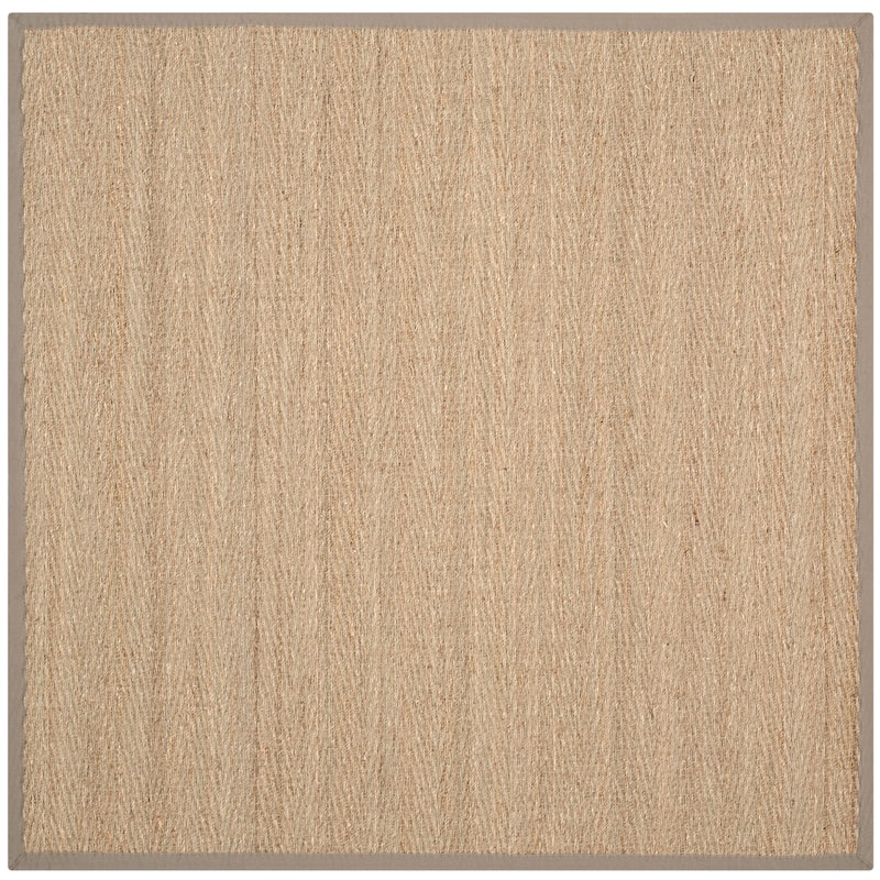SAFAVIEH Natural Fiber Trilby Herringbone Seagrass Rug - 6' Square - Natural/Grey
