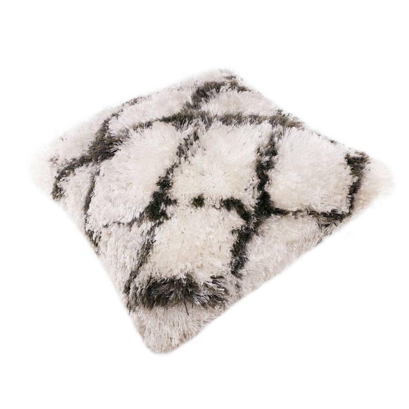 Sevita Soft Shag Glam Distressed Diamond Throw Pillow
