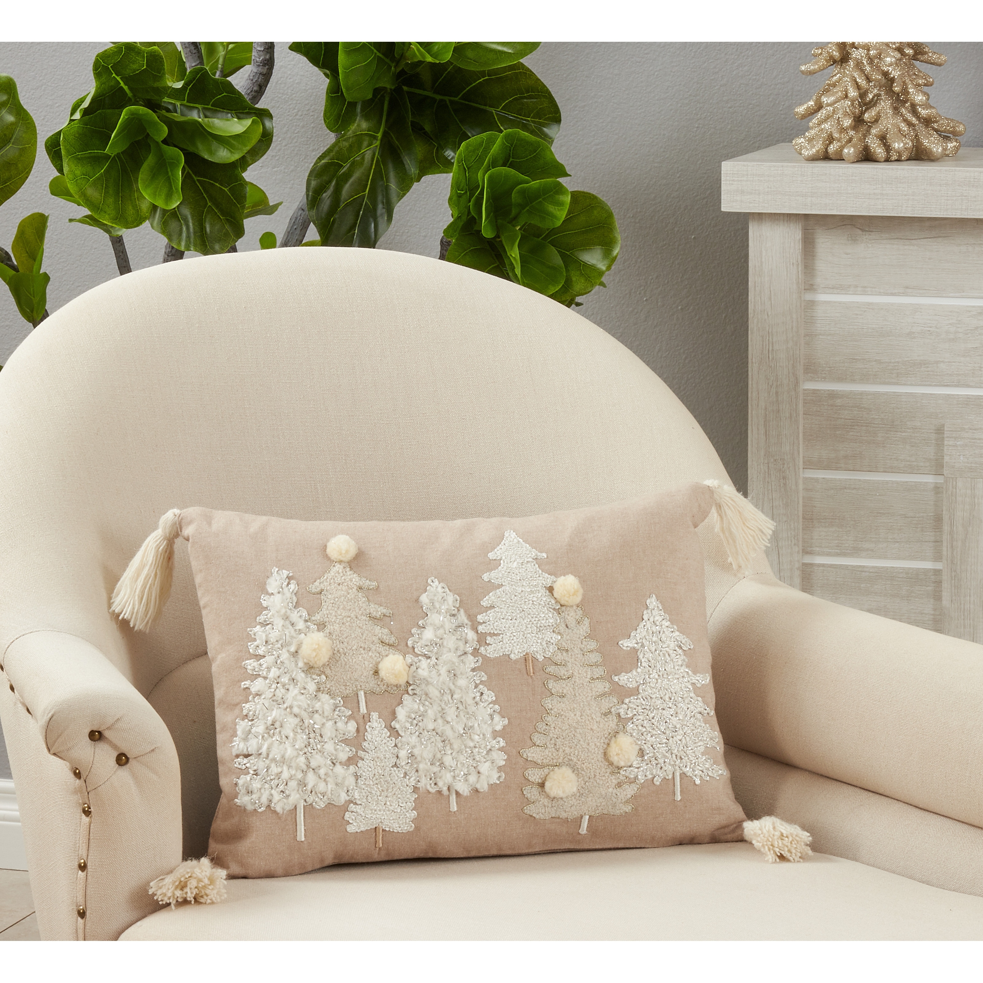 Tree Embellished Pillow hunchback Pottery