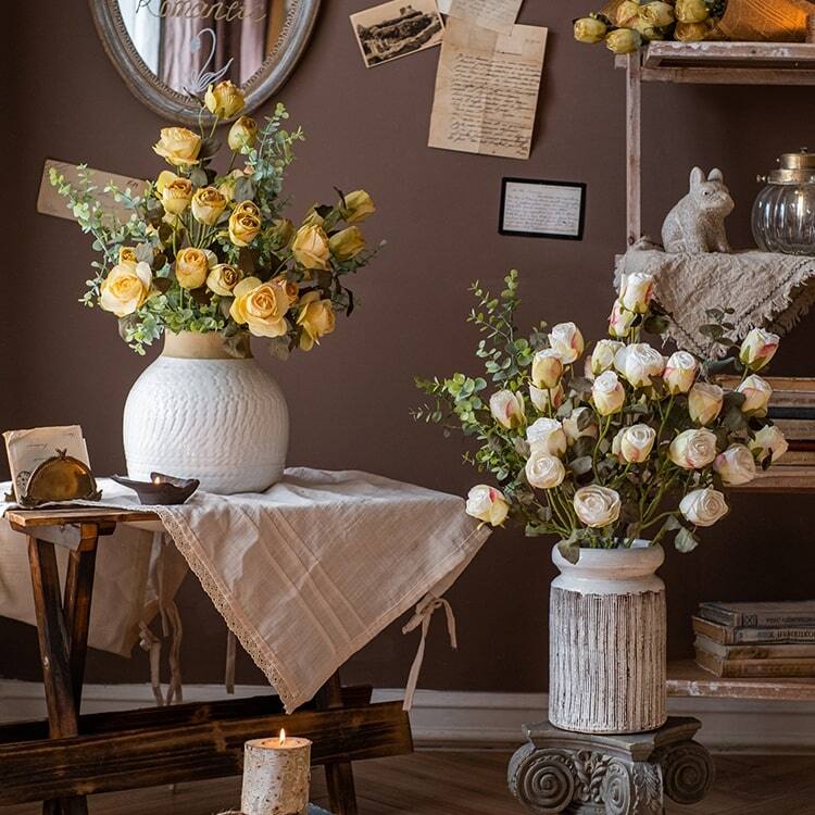 RusticReach Dry Flower Dry Rose Stem White or Yellow 23" Tall