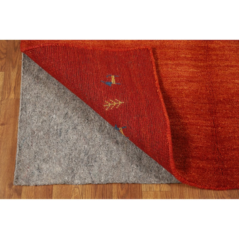 Orange Tribal Gabbeh Indian Rug Hand-Knotted Wool Carpet - 4'0" x 5'10"