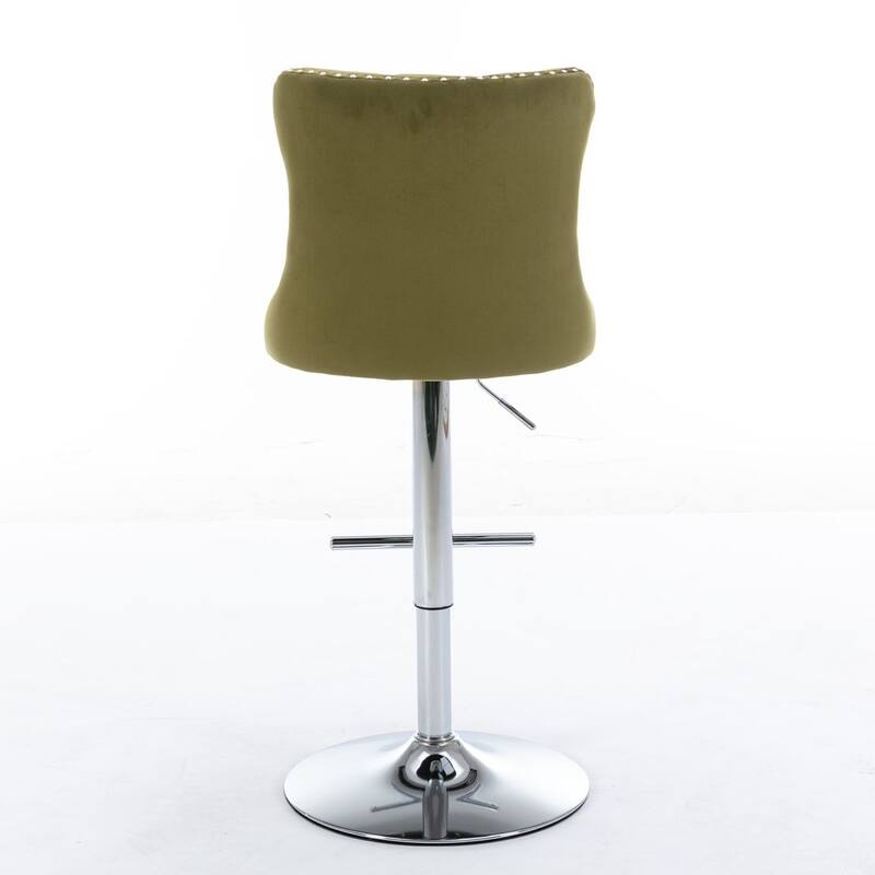 Bar stools with Backs Luxurious Velvet Swivel - Adjustable Height, Set of 2