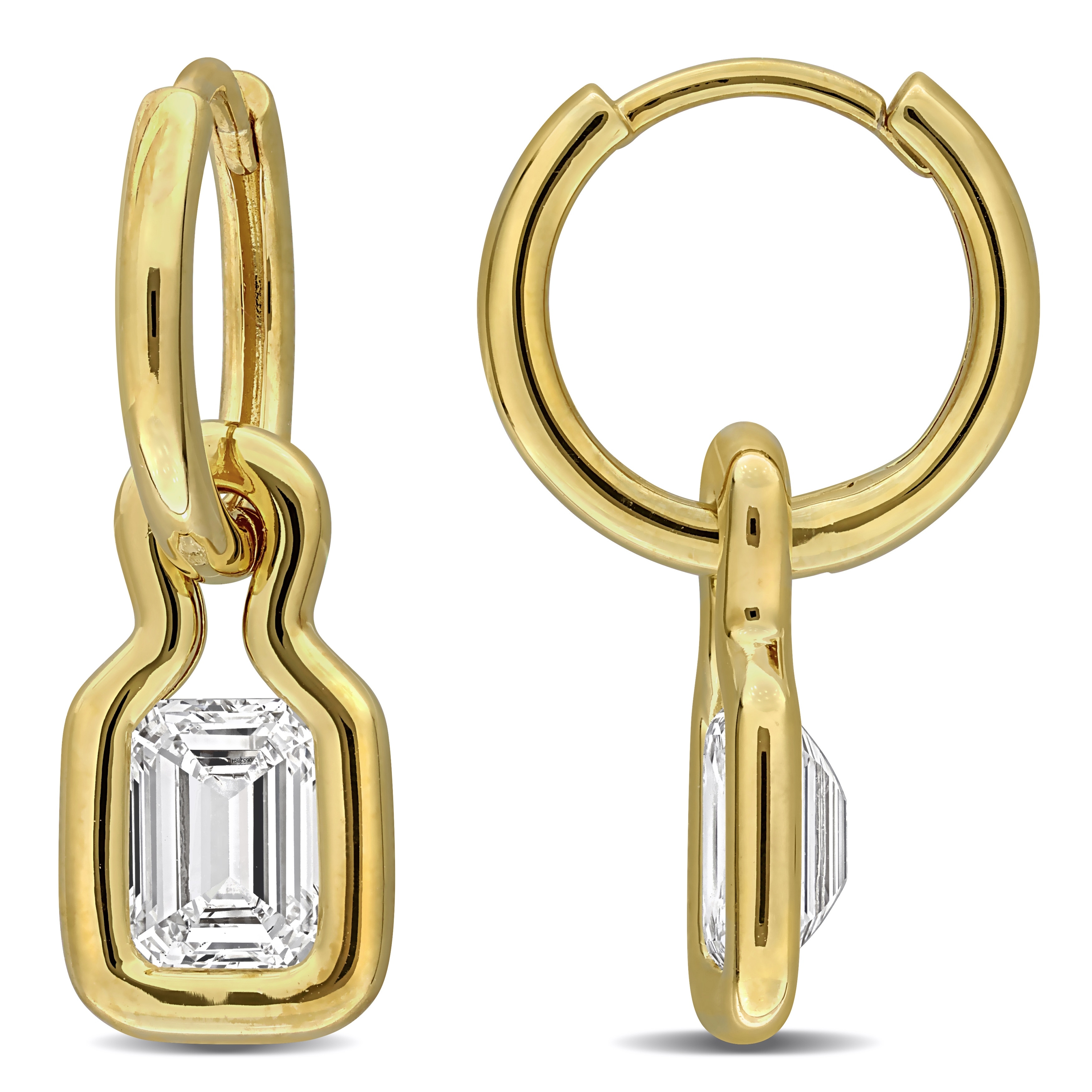 Miadora 2ct TDW Emerald-Cut Lab-Grown Diamond Drop Earrings 18k Yellow Gold Vermeil