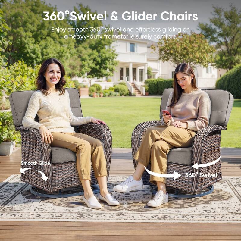 Pocassy 5 Piece Ooutdoor Sofa with Swivel Chair Table