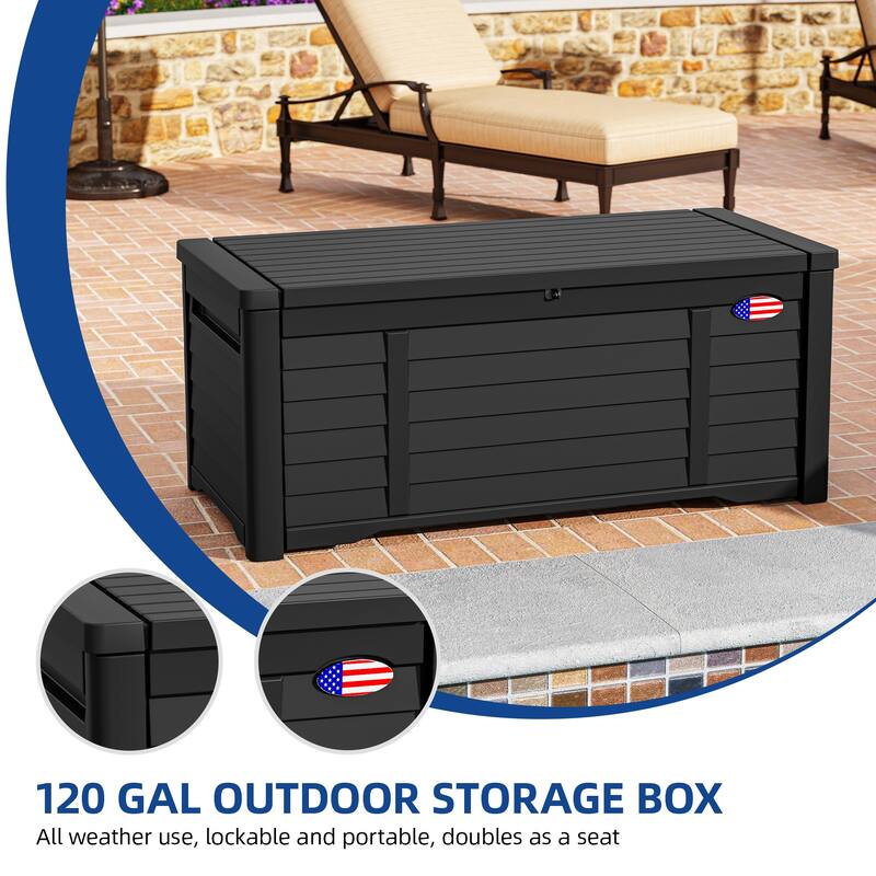 120 Gallons Water Resistant Lockable Deck Box