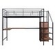 preview thumbnail 5 of 7, Full Size Metal Loft Bed with Desk, Metal Grid, and Wardrobe