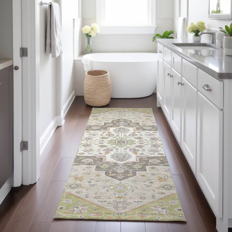 Machine Washable Indoor/ Outdoor Traditional Kolkata Chantille Rug