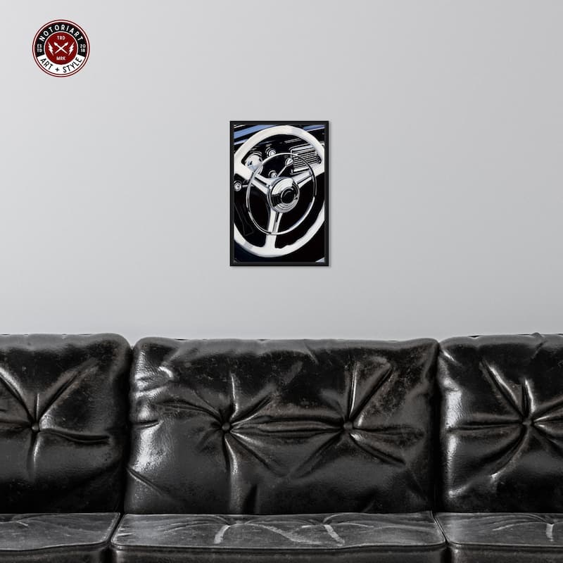 Notoriart Classy Steering Wheel Framed Car 1 Piece Canvas Wall Art