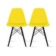 preview thumbnail 15 of 17, Plastic Eiffel Chairs Solid Wood Legs Molded Modern Armless Side Dining For Kitchen Work Office Yellow