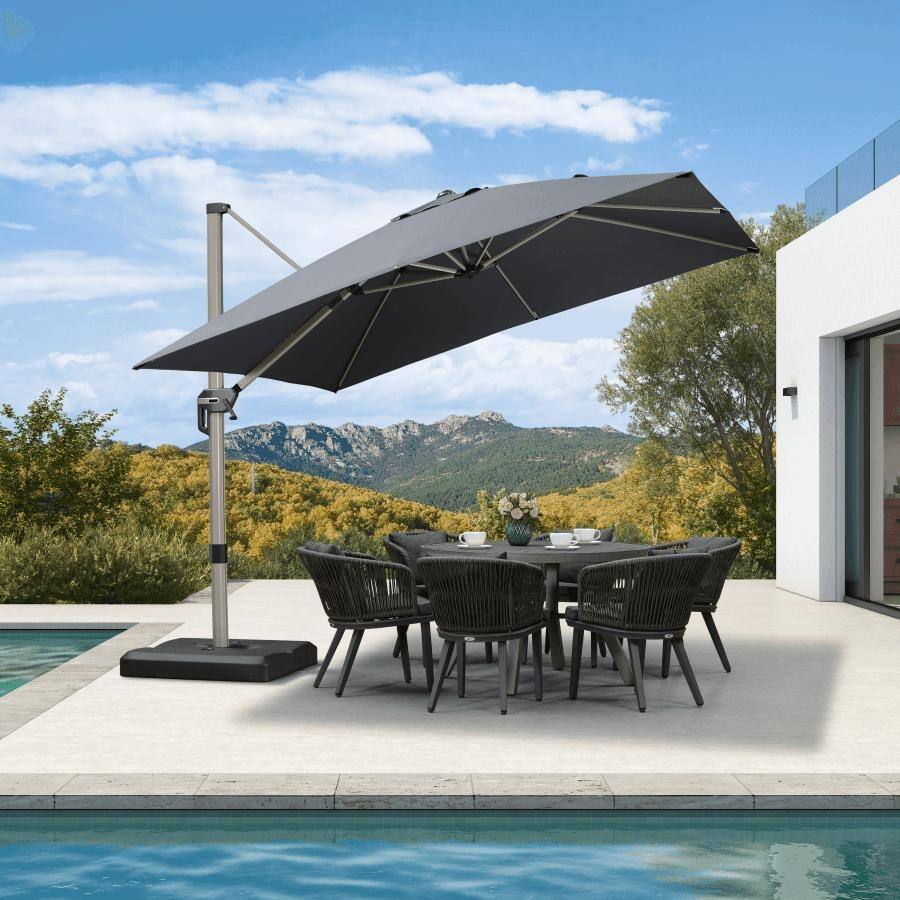 PURPLE LEAF Elegant Champagne-Gold Patio Cantilever Umbrella Adjustable Offset Umbrella