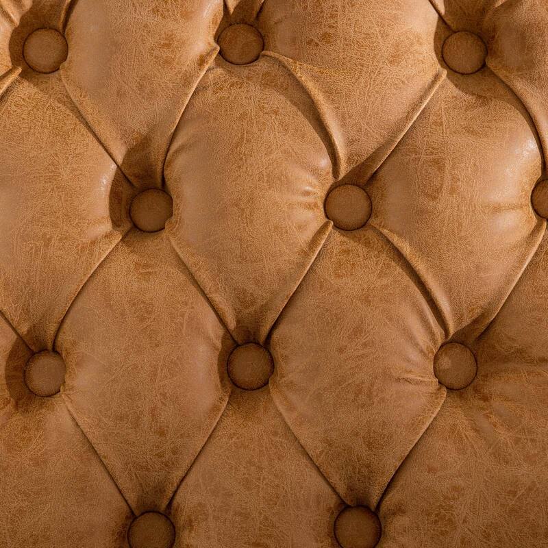 Roomfitters French Style Dining Chairs Set of 2, Tufted PU Leather Upholstered Accent Chairs and Solid Wood Legs