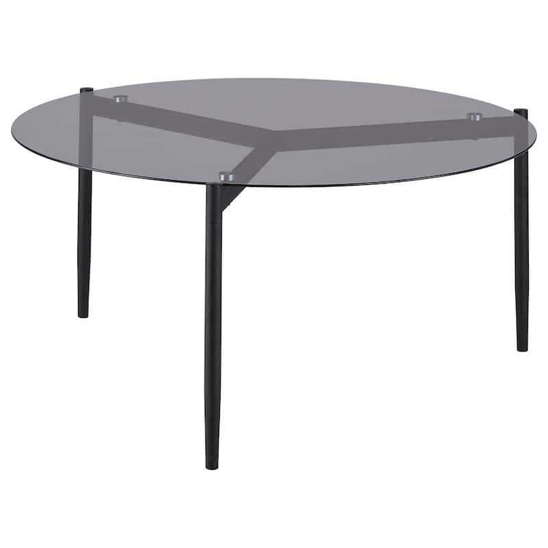 Rosalie Round Smoked Glass Top Coffee Table Sandy Black - Sandy Black