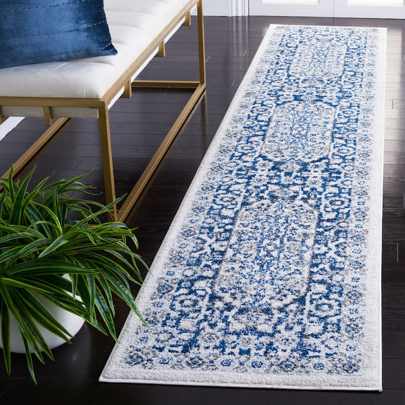 SAFAVIEH Toscana Arie Oriental Rug - 2' x 9' Runner - Ivory/Navy