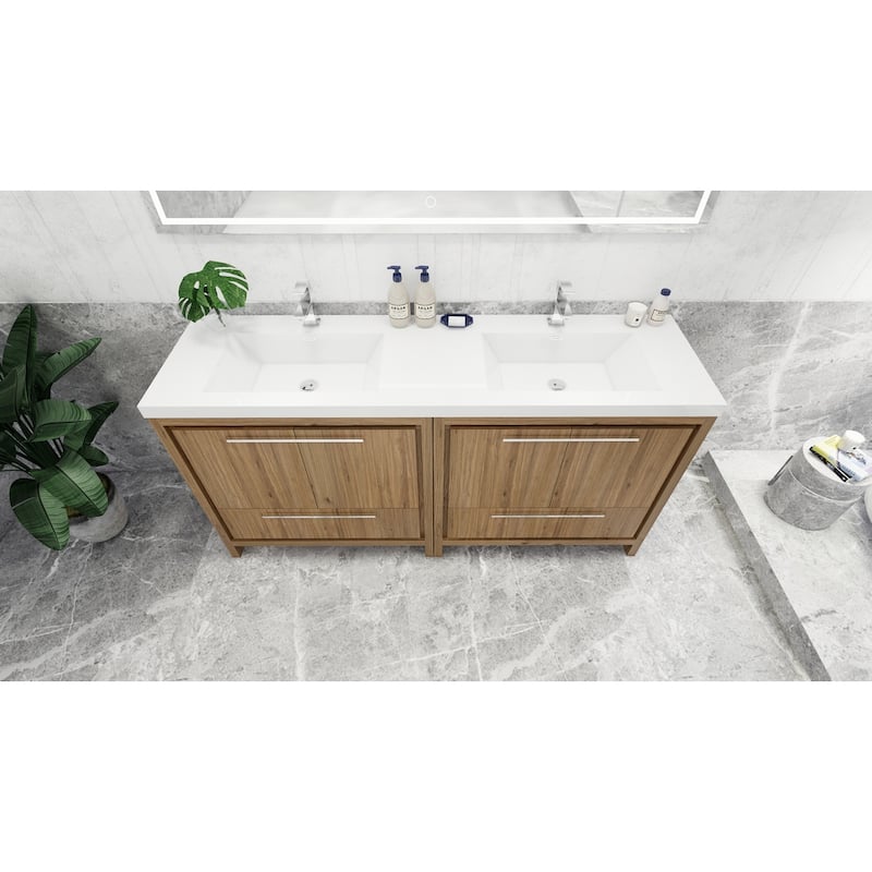 Dolce 72 Freestanding Bath Vanity with Dual Basin Reinforced Acrylic Top