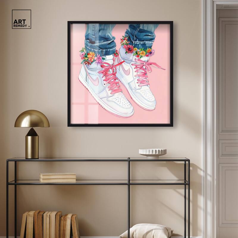 Blush Floral Bloom Sneakers Shadowbox by Art Remedy