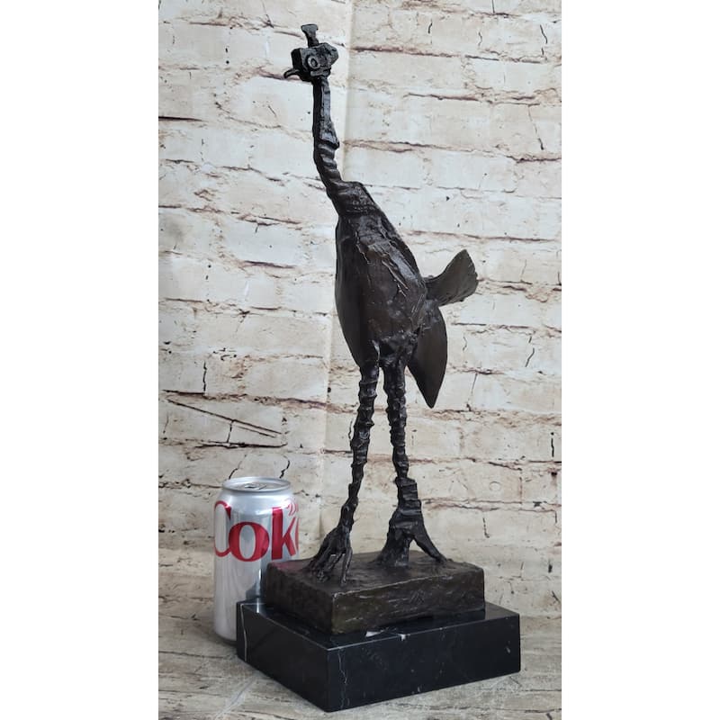 Pablo Pico Steampunk Abstract Ostrich Bird Bronze Statue Sculpture Figure On Marble Base