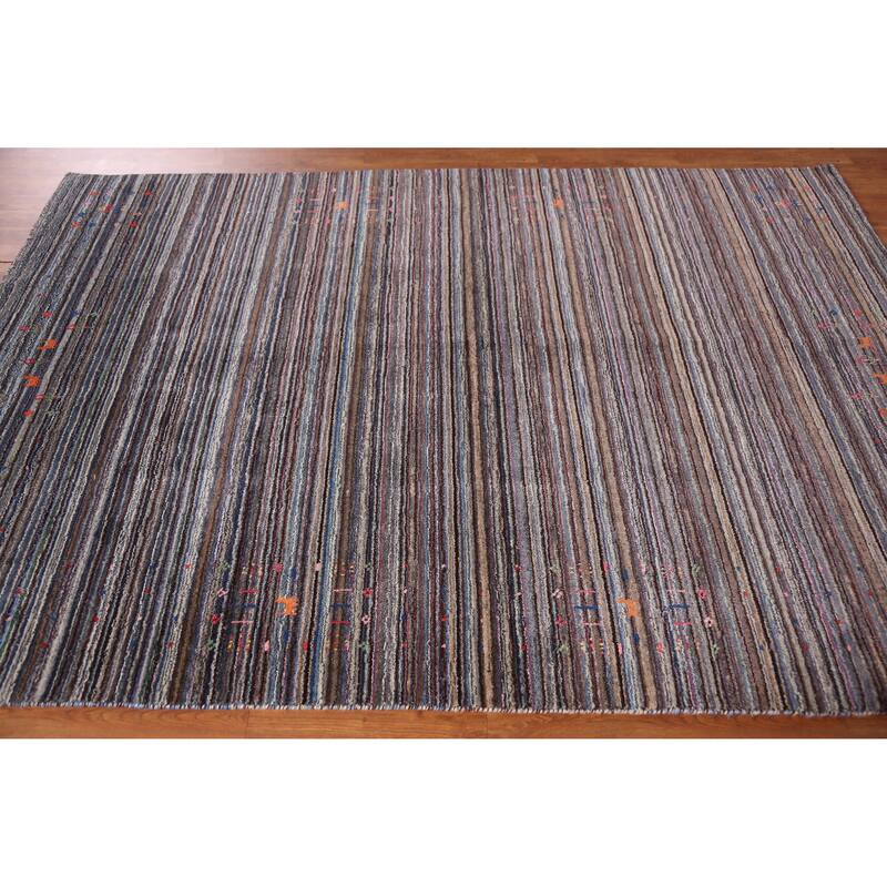 Hand Knotted Oriental 100% Wool Carpet Tribal Animal Pictorial Multi-Colored Gabbeh Area Rug - 7' 10'' X 5' 6''