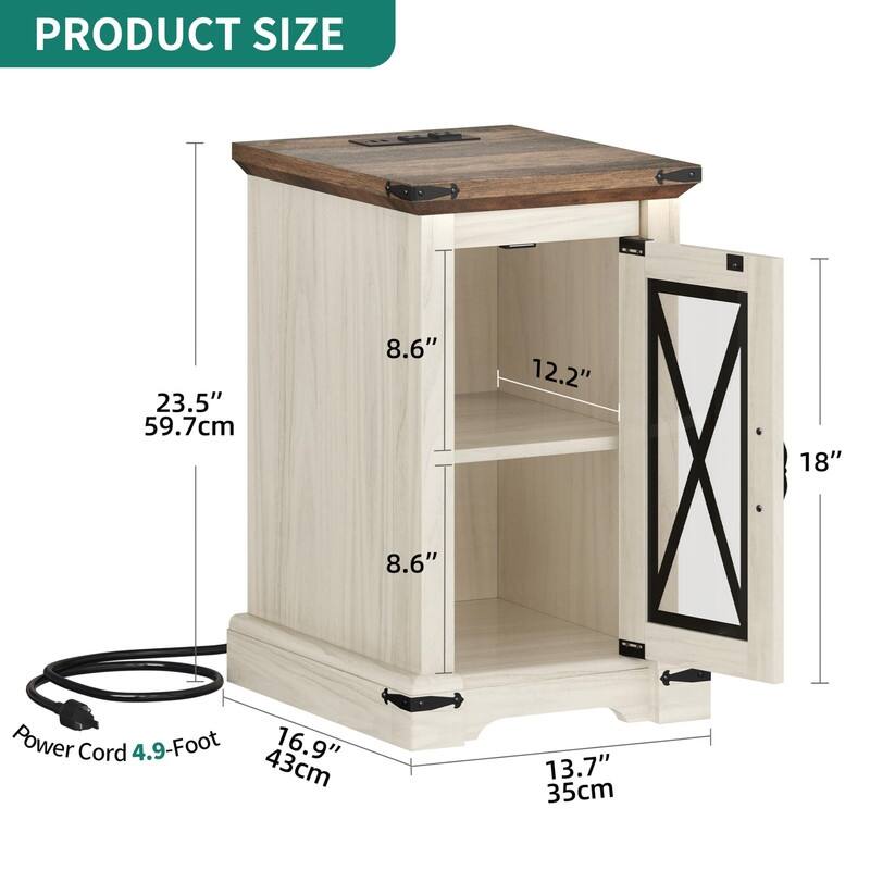 Nightstand with Charging Station - 16.9"D x 13.7"W x 23.5"H