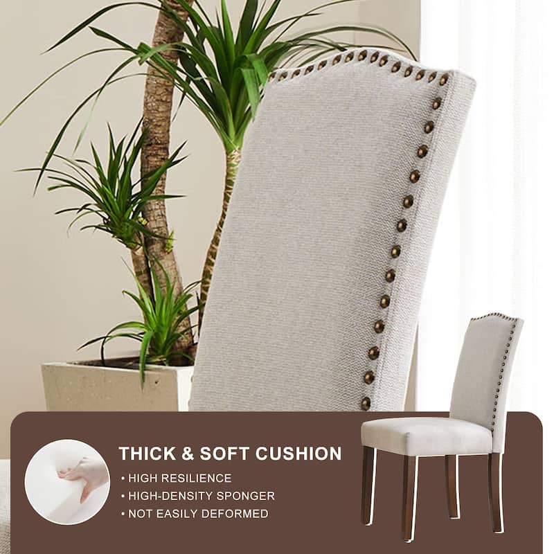 Dining Chairs Set of 2/4/6 , Modern Upholstered High-end Dining Room Chair with Nailhead Back Solid Wood Legs, Fabric Side Chair