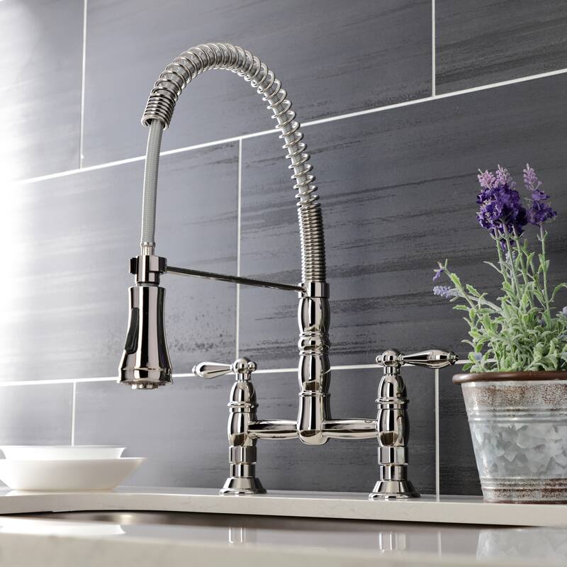 Heritage Two-Handle Deck-Mount Pull-Down Sprayer Kitchen Faucet