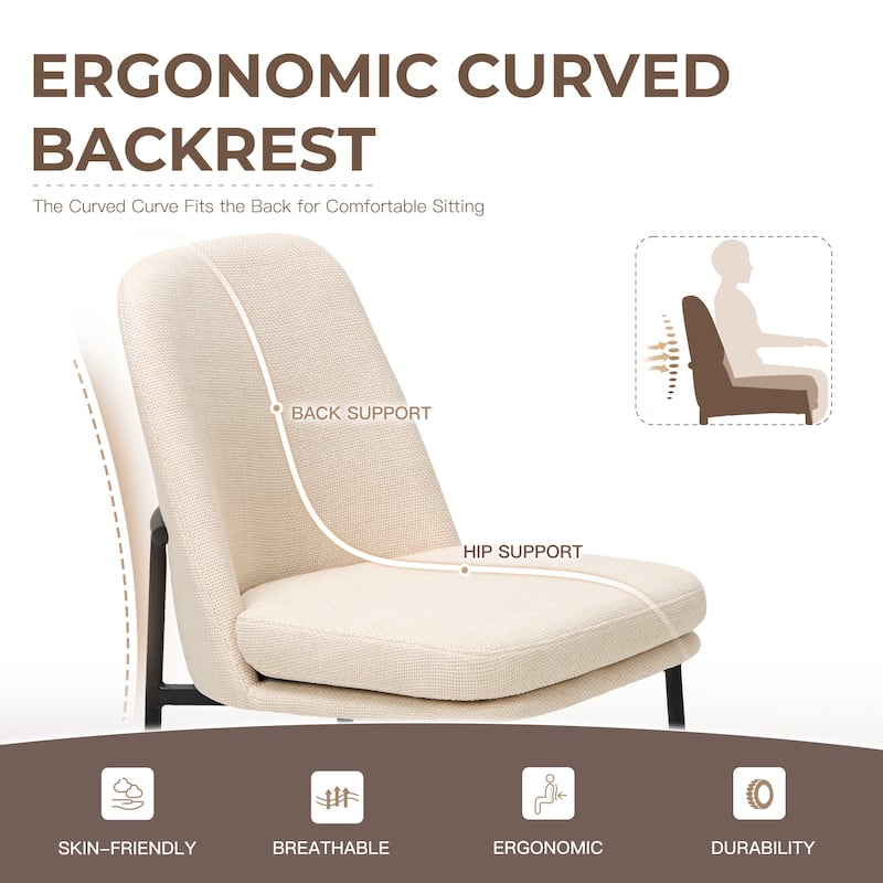 RENEWLINE Set of 2 Modern Dining Chairs with Curved Back & Metal Legs, Fabric or Leather Upholstered